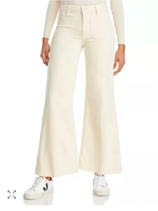 MOTHER The Patch Pocket Roller Skimp Wide Leg Jeans Sz 29 Chalk Ivory - Picture 1 of 16